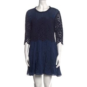 Sea New York Elegant Navy Lace and Silk Dress